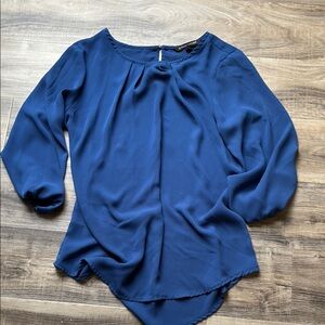 41 HAWTHORN Stitch Fix Blue Women's Dress Top Blouse Elastic Sleeves Size Small